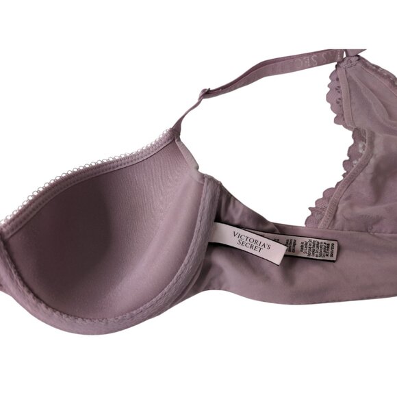 Victorias Secret Perfect Shape Demi Bra 32C Purple Lace Racerback Front Closure - Picture 4 of 8
